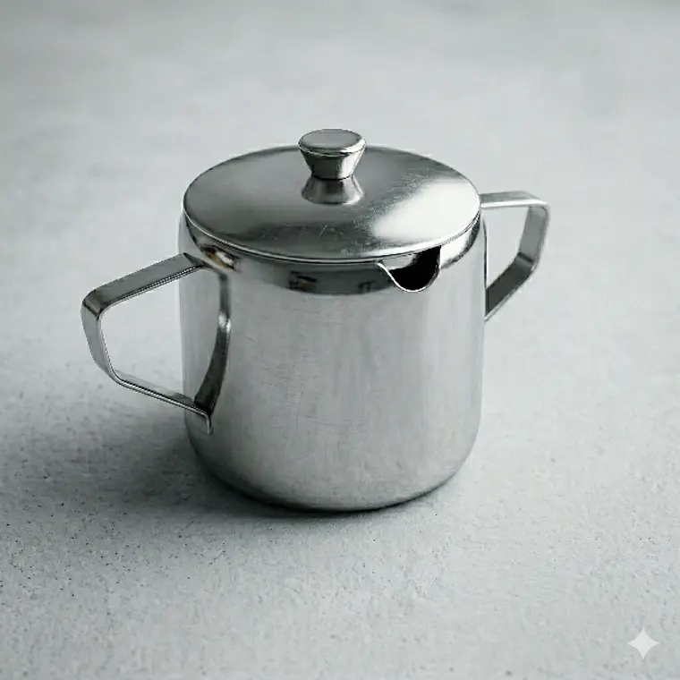 AZUCARERO ACERO INOXIDABLE 500 G CON ASA Y CUCHARITA 1