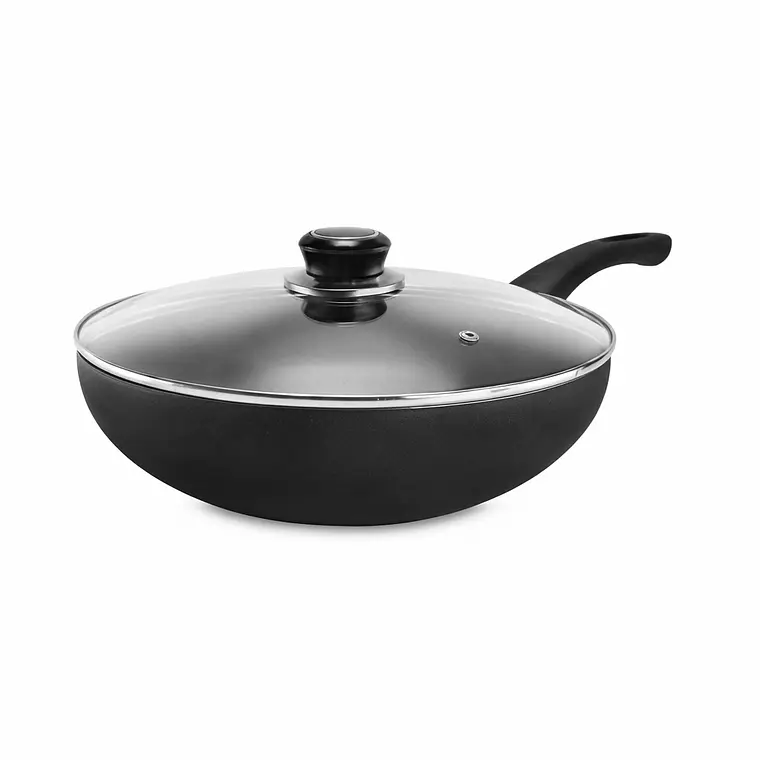 SARTEN WOK ANTIADHERENTE CON TAPA 30 CM 1.8 MM 1