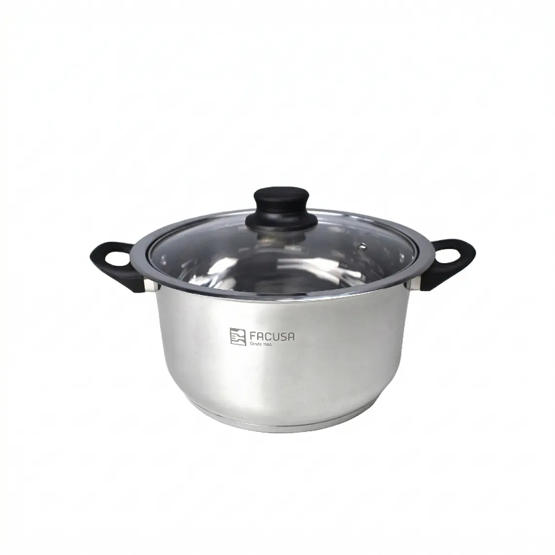 OLLA CLASICA ACERO INOXIDABLE CON TAPA DE VIDRIO 22 CM 1