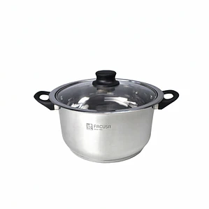 OLLA CLASICA ACERO INOXIDABLE CON TAPA DE VIDRIO 22 CM