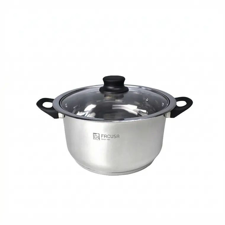 OLLA CLASICA ACERO INOXIDABLE CON TAPA DE VIDRIO 22 CM 1