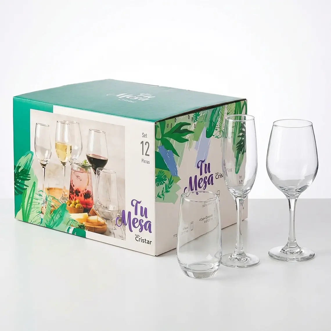 JUEGO DE 12 COPAS BRUNELLO (4 COPAS  DE CADA MODELO) 1