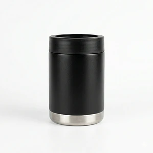 ENFRIADOR LATAS CERVEZA NEGRO ACERO INOXIDABLE 355 ML