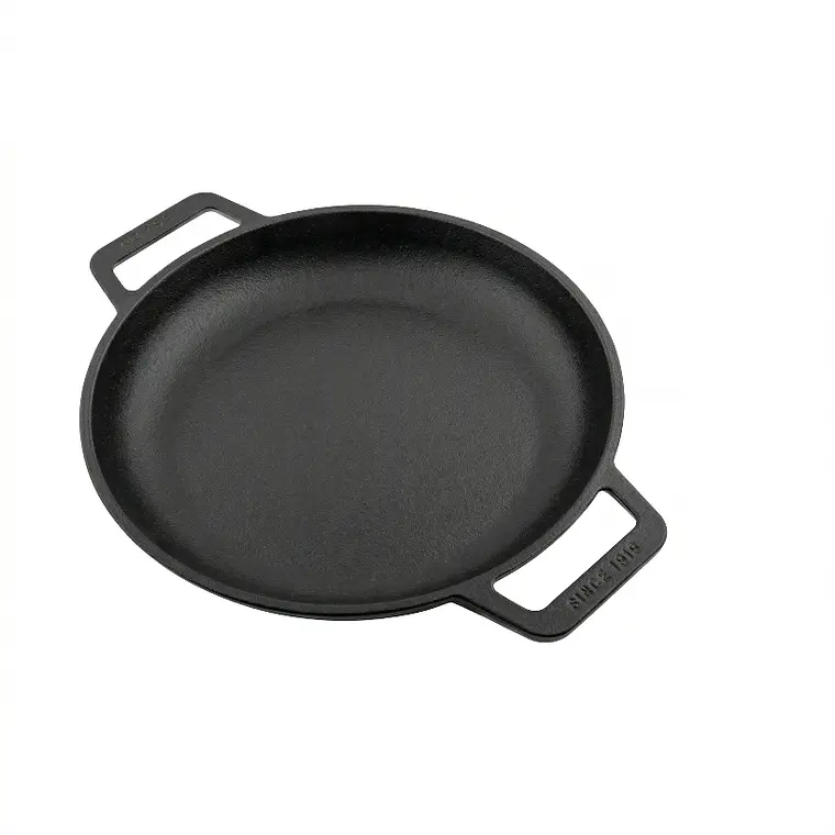 SARTEN HIERRO FUNDIDO REDONDO DOBLE CON ASA CURADO LISO 10