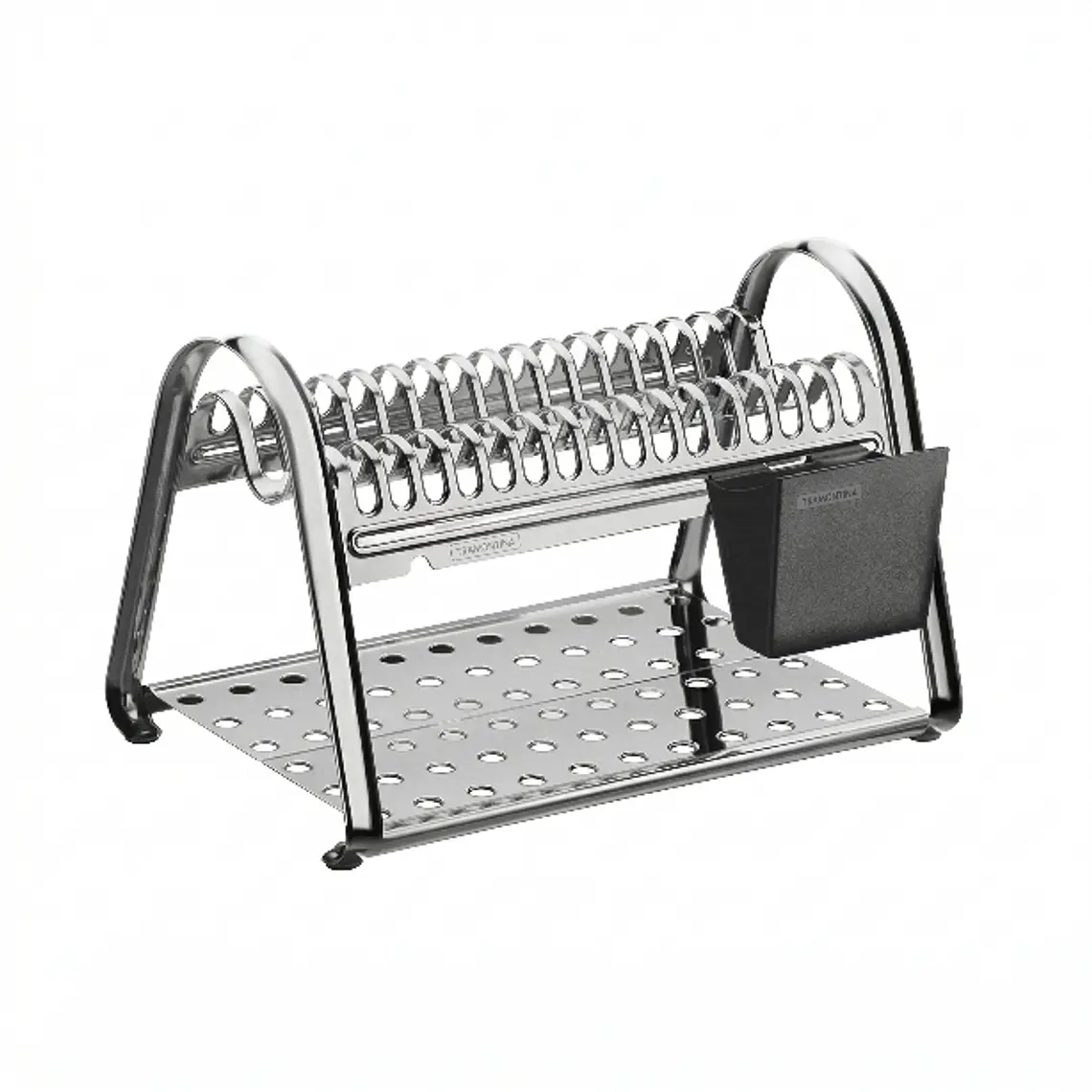 ESCURREPLATOS ACERO CON PORTA CUB NEGRO 1