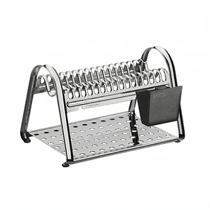 ESCURREPLATOS ACERO CON PORTA CUB NEGRO