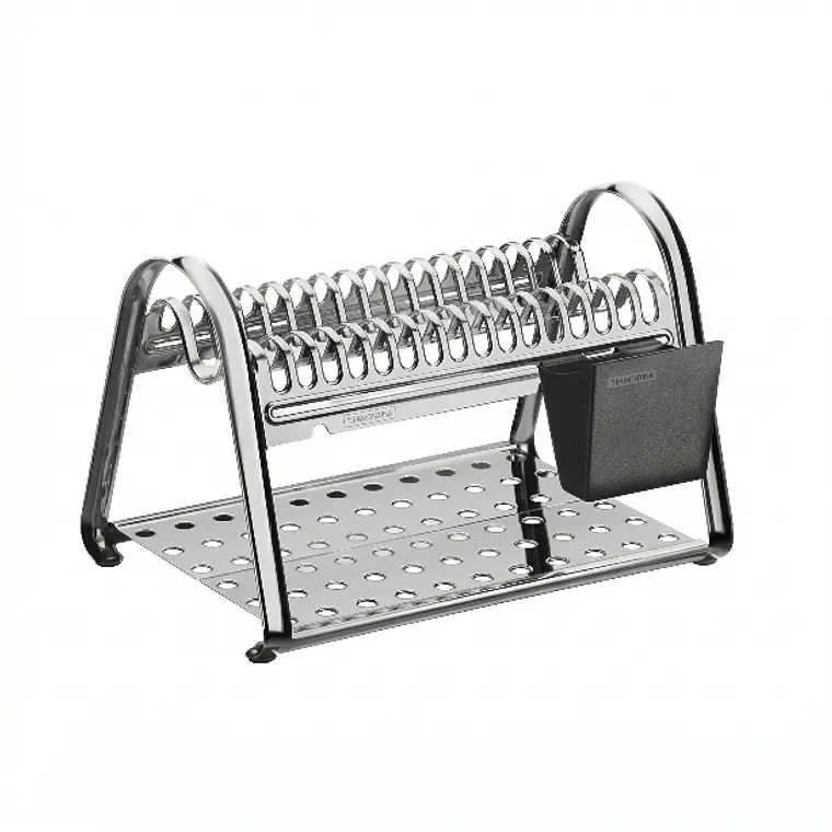 ESCURREPLATOS ACERO CON PORTA CUB NEGRO 1