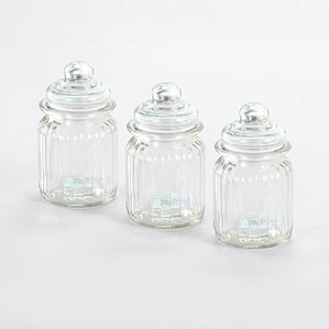 JUEGO DE 3 FRASCOS CON TAPA DE VIDRIO 280 ML