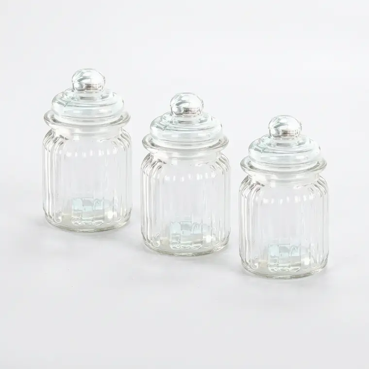 JUEGO DE 3 FRASCOS CON TAPA DE VIDRIO 280 ML 1