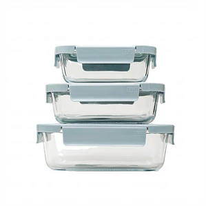 JUEGO DE 3 TAPER RECTANGULAR HERMETICO BOROSILICATO (370/640/1000 ML)