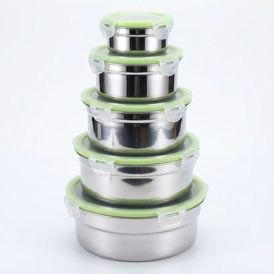 JUEGO DE 5 TAPERS ACERO INOXIDABLE TAPA HERMETICO 10/12/14/18 CM 1