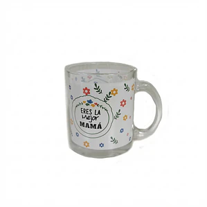 JARRO DE VIDRIO RECTO DECORADO 