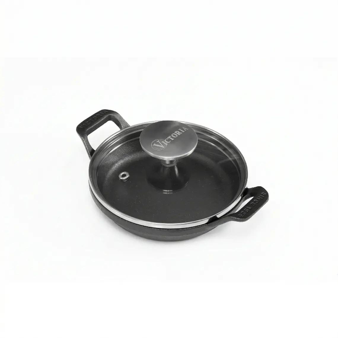 MINI CAZUELA HIERRO FUNDIDO ESMALTADA CON TAPA VIDRIO 14 CM 1