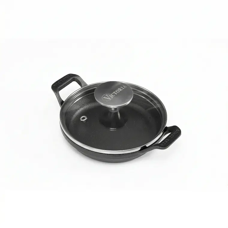 MINI CAZUELA HIERRO FUNDIDO ESMALTADA CON TAPA VIDRIO 14 CM 1