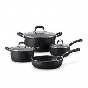 JUEGO DE 4 OLLAS MONACO NEGRO (OLLA 20/24 +SARTEN 24 + CACEROLA 18 CM)