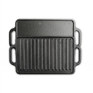 PLANCHA ASADORA ESMALTADA REVERSIBLE RECTANGULAR CON ASA HIERRO 21X33 CM