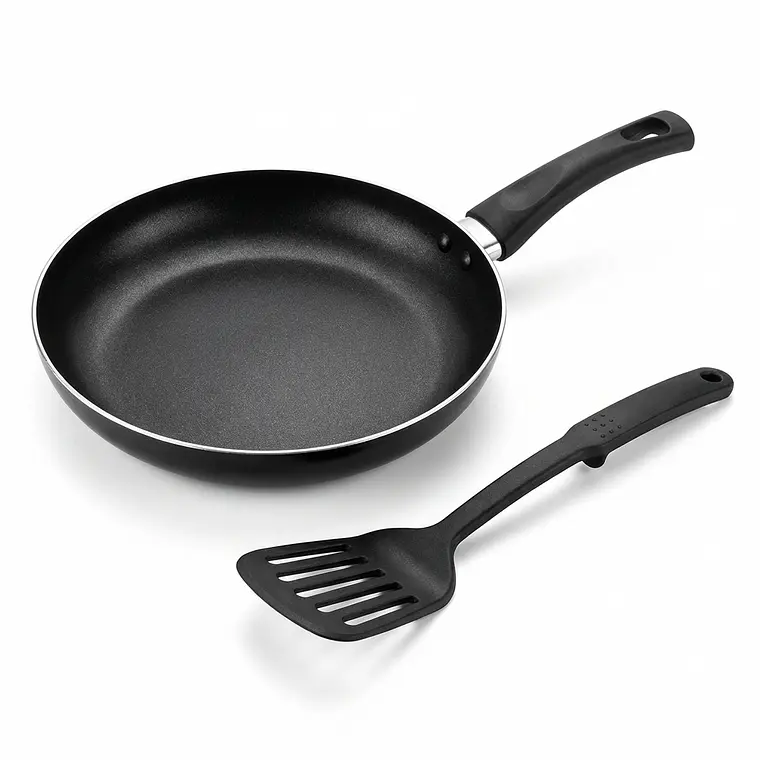 SARTEN ANTIADHERENTE 18 CM NEGRO CON ESPATULA 2 MM 1