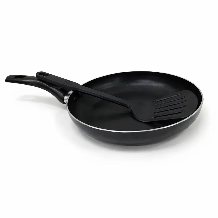 SARTEN ANTIADHERENTE 22 CM NEGRO CON ESPATULA 2 MM 1