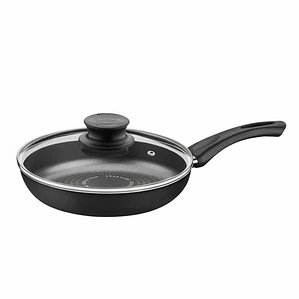 SARTEN ANTIADHERENTE NEGRO RECTA PARIS CON TAPA 24 CM