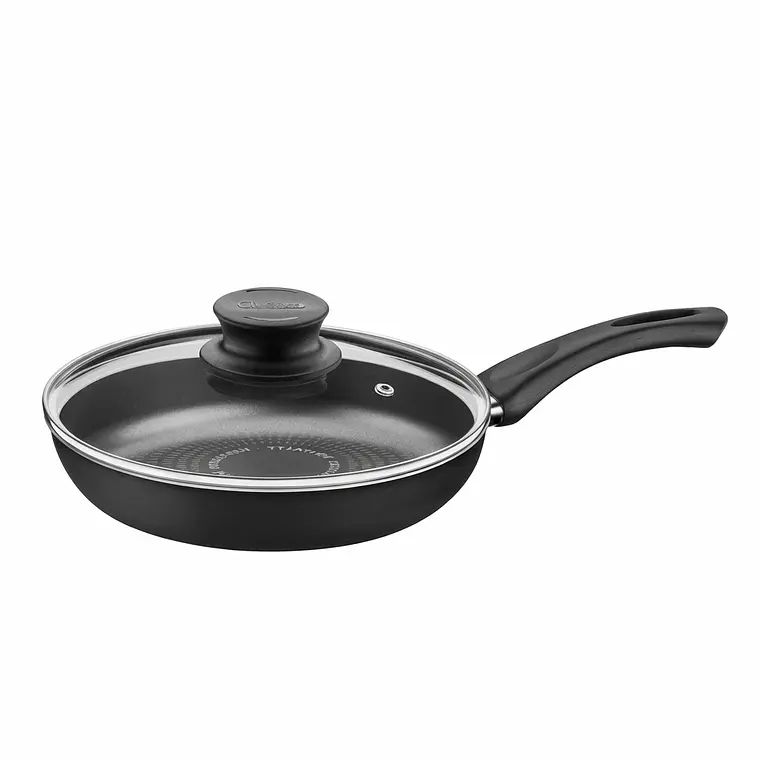 SARTEN ANTIADHERENTE NEGRO RECTA PARIS CON TAPA 24 CM 1