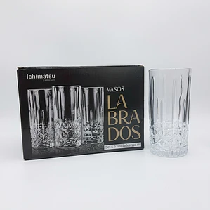 JUEGO DE 6 VASOS ALTO LABRADO 350 ML