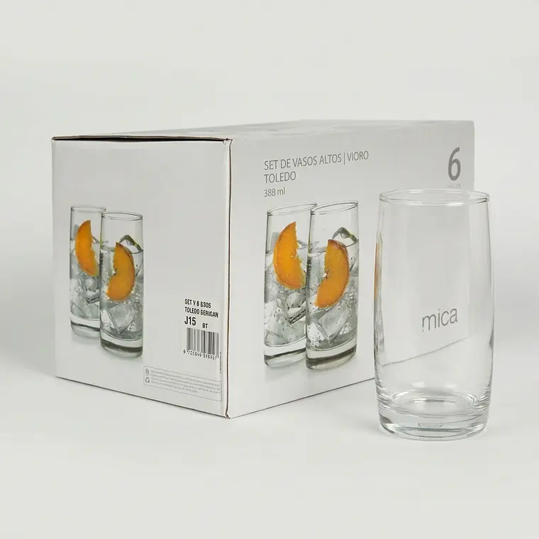 JUEGO DE 6 VASOS TOLEDO BEBIDAS 1