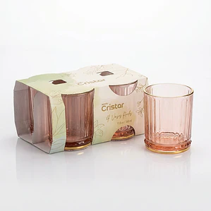 JUEGO DE VASOS 4 GALATA ROCKS APRICOT 340 ML