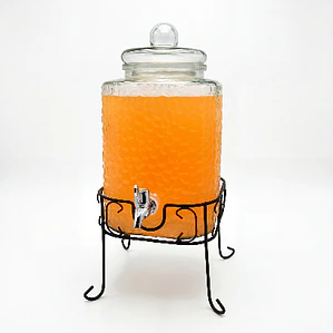 DISPENSADOR DE VIDRIO CUADRADO CON TAPA DE VIDRIO Y RACK 6 L