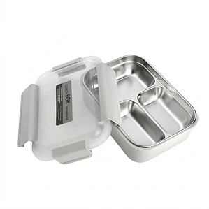 TAPER ACERO INOX HERMETICO 3 DIVISIONES 20.5X14X7.5 CM