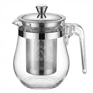 TETERA VIDRIO CON FILTRO INFUSION TAPA METAL 350 ML