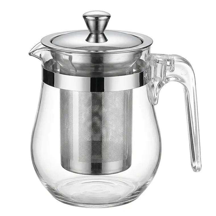 TETERA VIDRIO CON FILTRO INFUSION TAPA METAL 350 ML 1