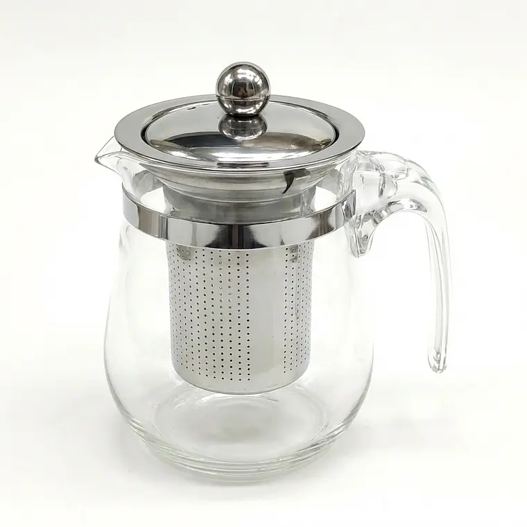 TETERA VIDRIO CON FILTRO INFUSION TAPA METAL 500 ML 1