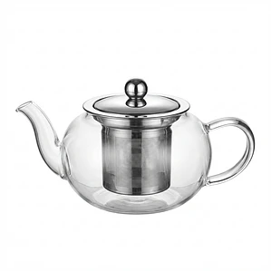 TETERA VIDRIO CON FILTRO INFUSION TAPA METAL 600 ML