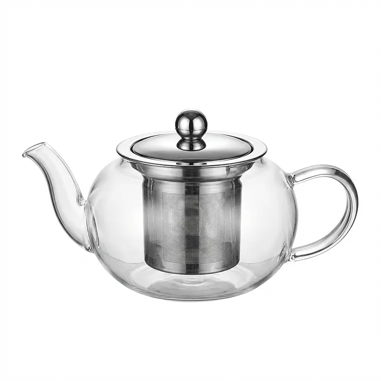 TETERA VIDRIO CON FILTRO INFUSION TAPA METAL 600 ML 1