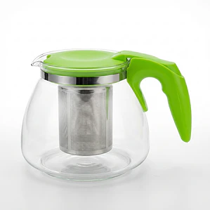 TETERA VIDRIO CON FILTRO TAPA COLOR 900 ML