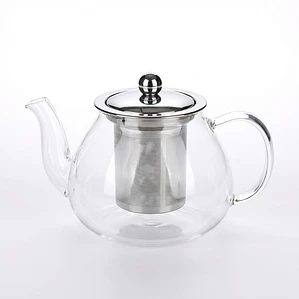 TETERA VIDRIO REFRACTARIO CON FILTRO Y TAPA DE ACERO 600 ML