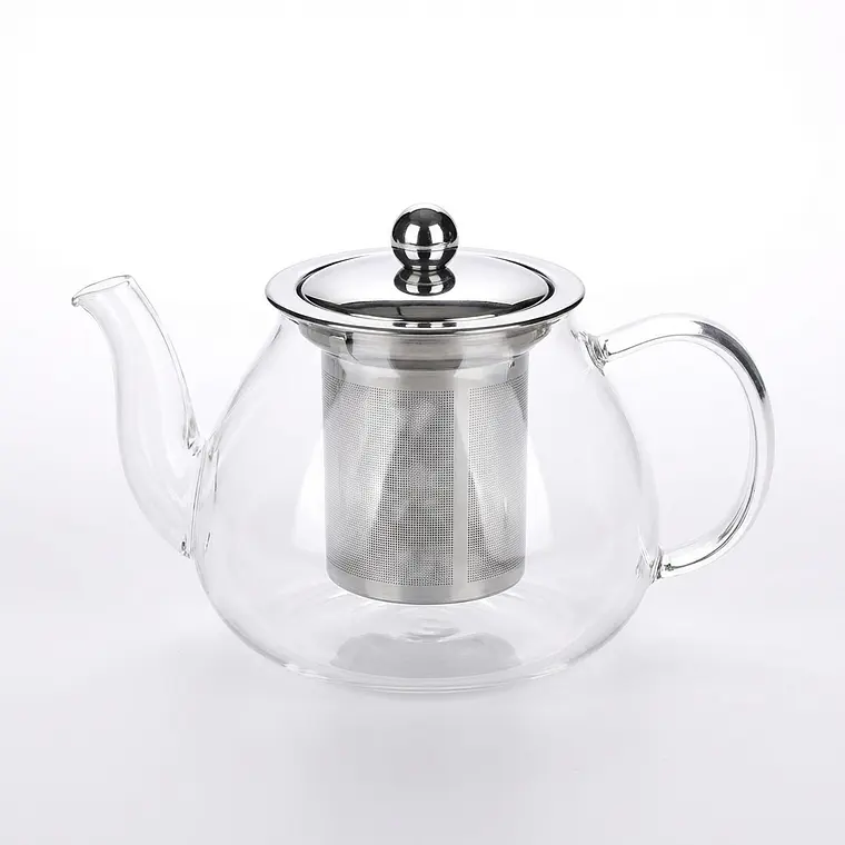 TETERA VIDRIO REFRACTARIO CON FILTRO Y TAPA DE ACERO 600 ML 1