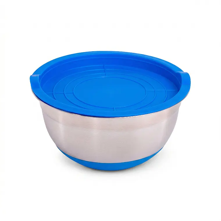 BOWL ACERO BASE SILICONA CON TAPA AZUL 3.2 L 1