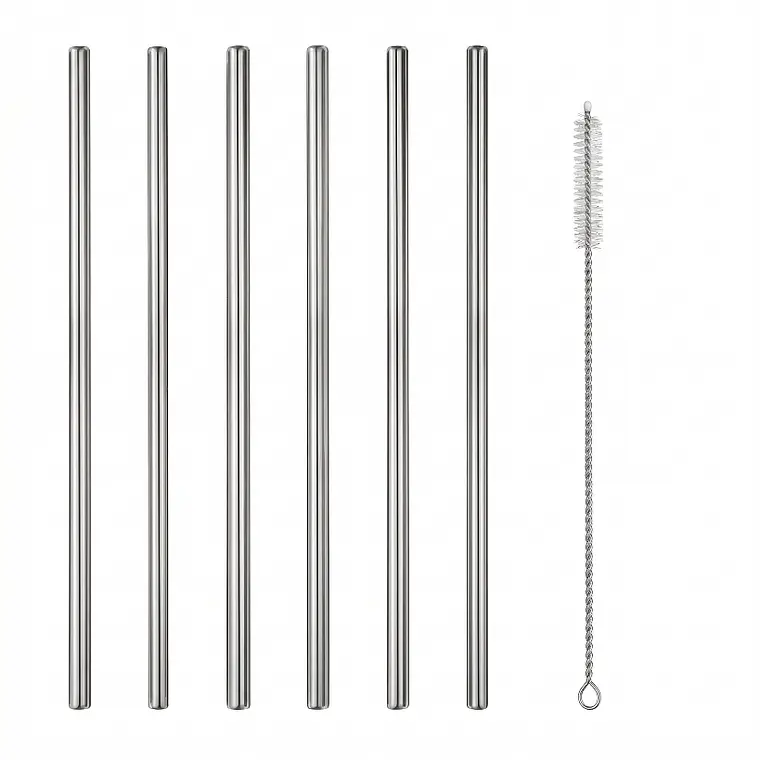 JUEGO DE 6 CANITAS RECTAS DE ACERO CON CEPILLO 1