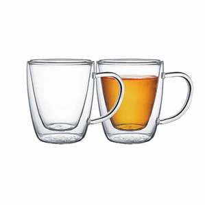 JUEGO DE 2 TAZAS VIDRIO PARA TE Y/O CAPUCCINO 270 ML