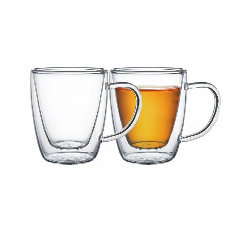 JUEGO DE 2 TAZAS VIDRIO PARA TE Y/O CAPUCCINO 270 ML 1
