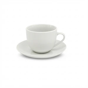 TAZA CON PLATO DE TE LOZA BLANCO 220 ML