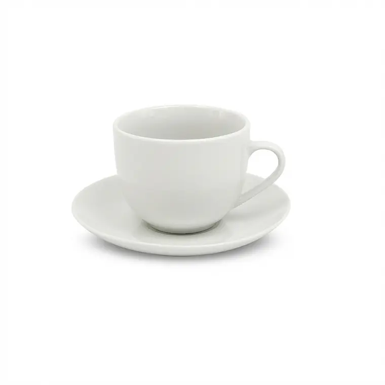 TAZA CON PLATO DE TE LOZA BLANCO 220 ML 1