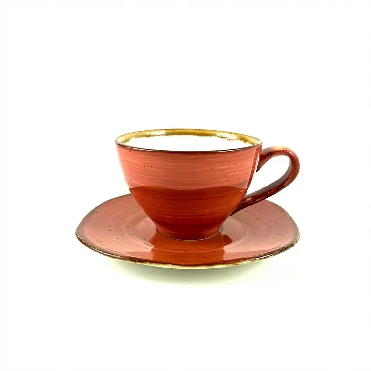 TAZA CON PLATO TE ARUBA TERRACOTA 200 ML 1