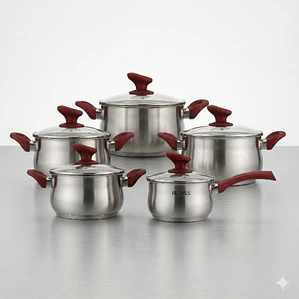 JUEGO DE 10 FLAMENCO (CACEROLA 16 + OLLA 18/20/22/24 CM CON TAPA VIDRIO))