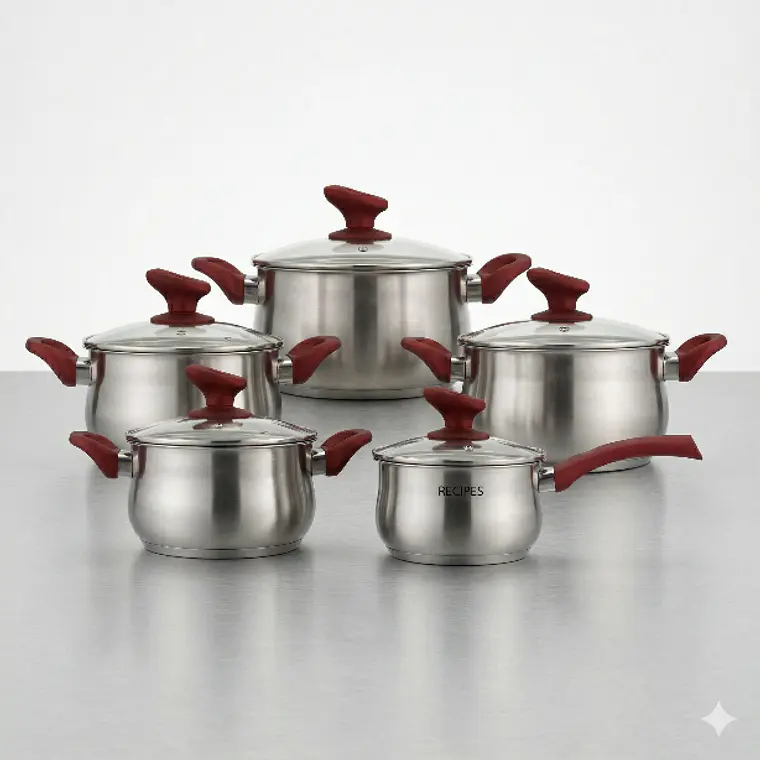 JUEGO DE 10 FLAMENCO (CACEROLA 16 + OLLA 18/20/22/24 CM CON TAPA VIDRIO)) 1