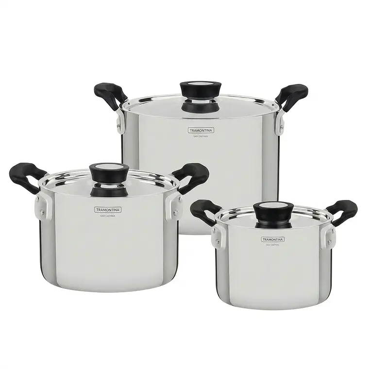 JUEGO DE 6 PIEZAS BATERIA DE COCINA GRANO COMPACT T/AC. MANGO BAK 1