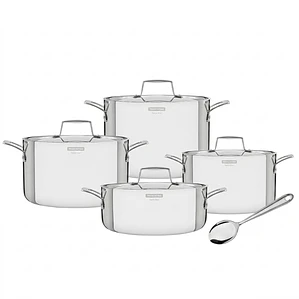 JUEGO DE 8 PIEZAS BATERIA DE COCINA GRANO MANGO ACERO INOXIDABLE