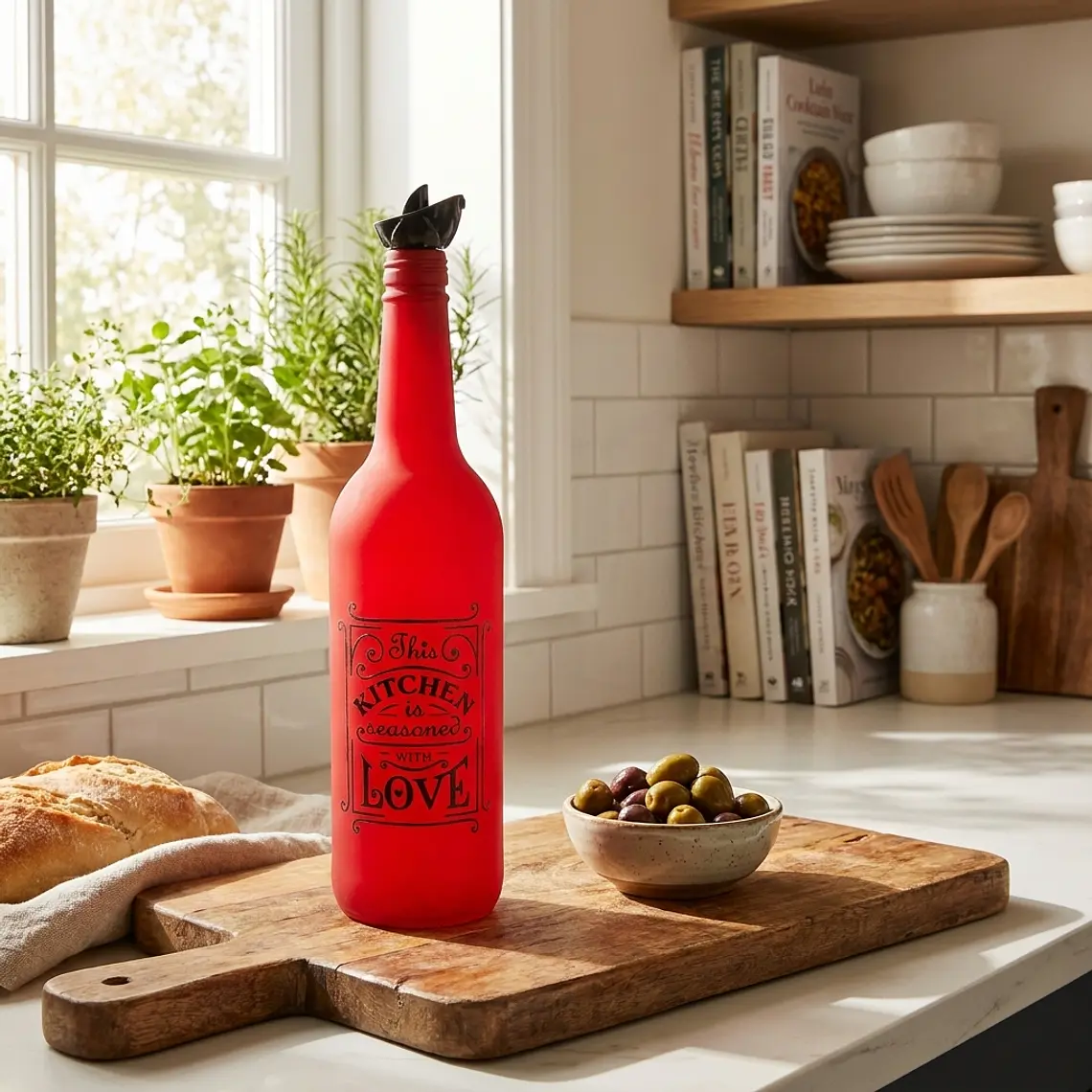 ACEITERA / VINAGRERA 750 ML - DEC KITCHEN LOVE ROJO  2