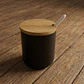 FRASCO POCELANA NEGRO 310 ML CTAPA MADER.+ CUCHARITA (8.5 x 11)CM - Miniatura 2